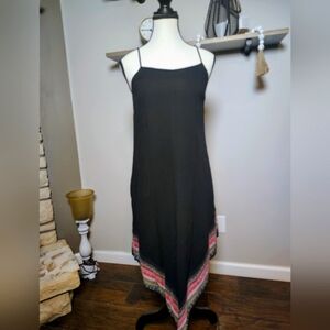Merona Black Asymmetrical Dress with Pink and Gray Accents